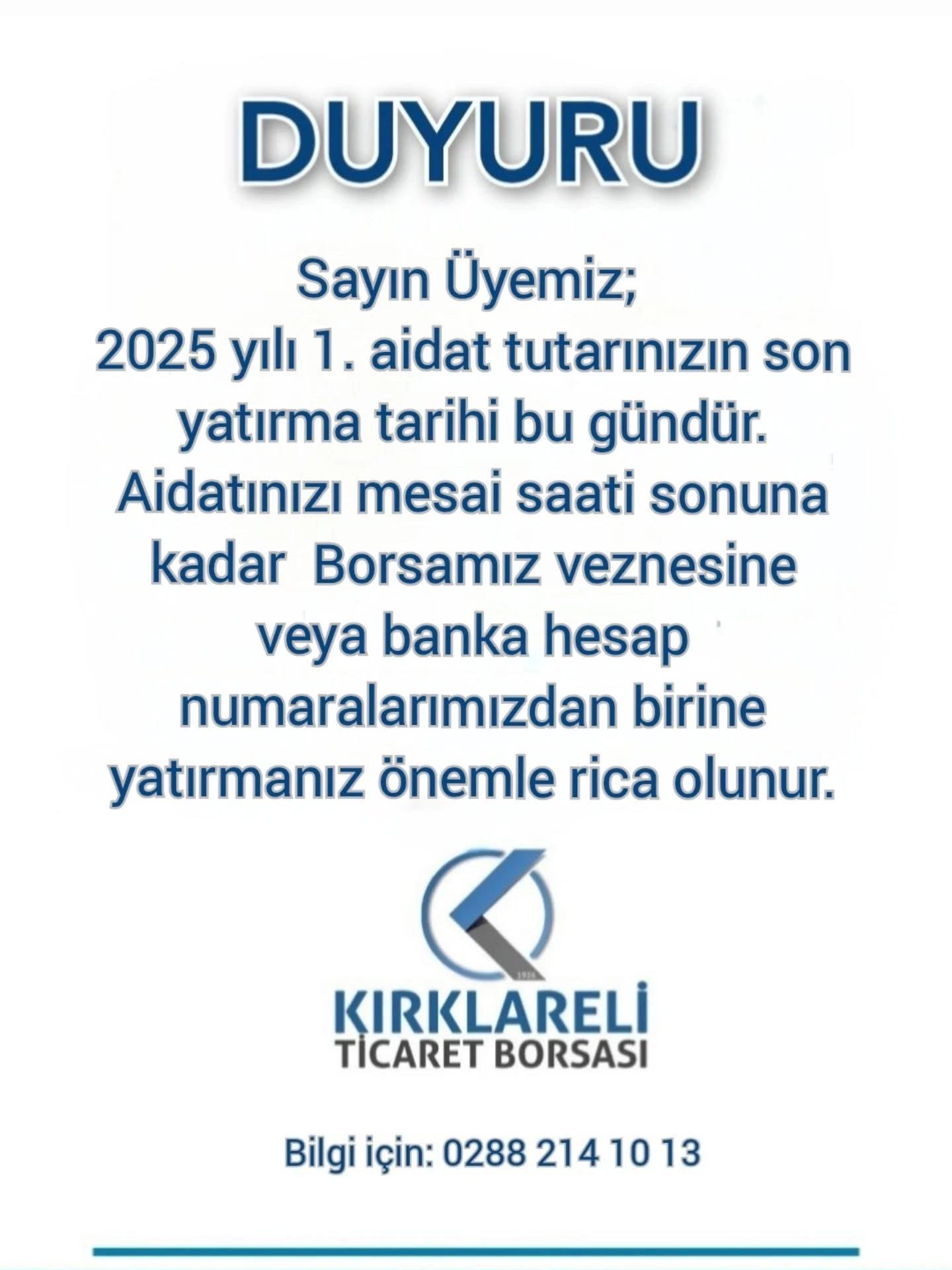 2025 yılı 1. aidat tutarı