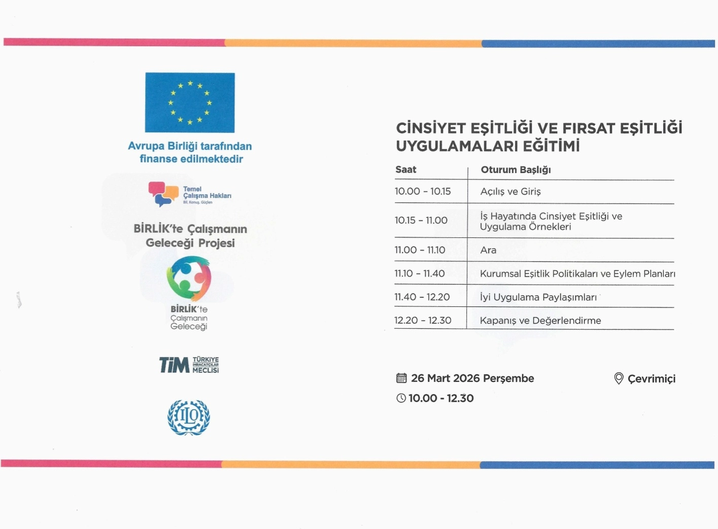 Birlik’te Çalışmanın Geleceği Projesi Cinsiyet Eşitliği ve Fırsat Eşitliği Uygulamaları Eğitimi