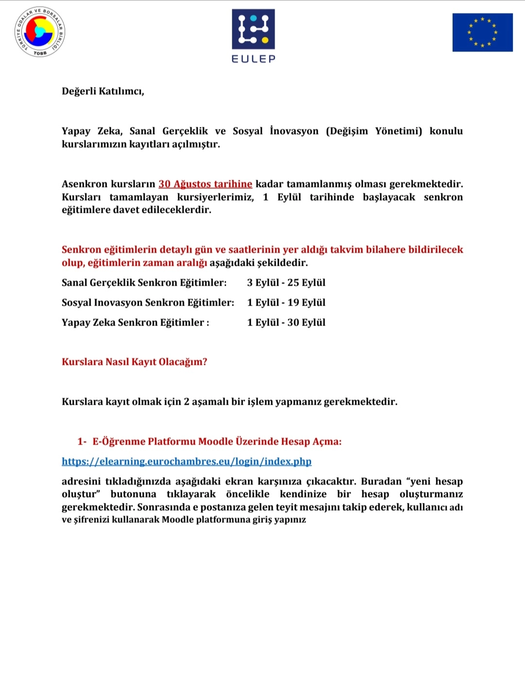 EULEP - "Yapay Zeka", "Sanal Gerçeklik" ve "Değişim Yönetimi" Eğitimleri