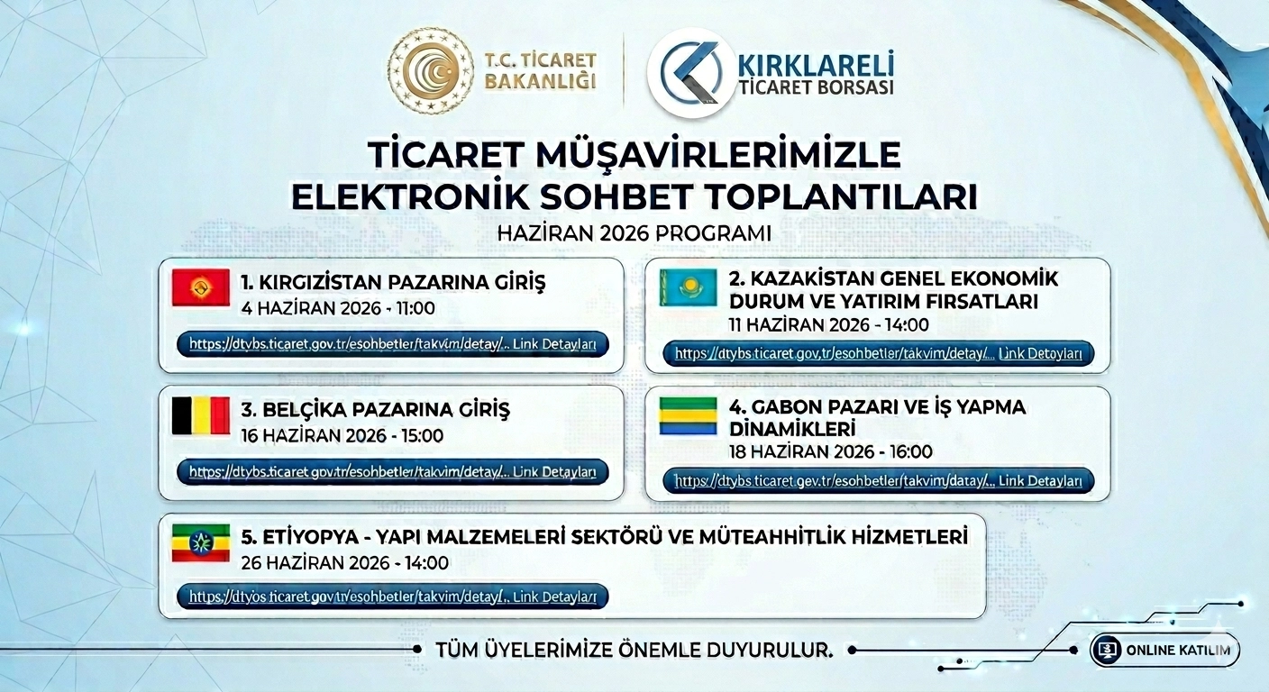 Haziran Ayı "Ticaret Müşavirlerimizle Elektronik Sohbet" Toplantıları Programı