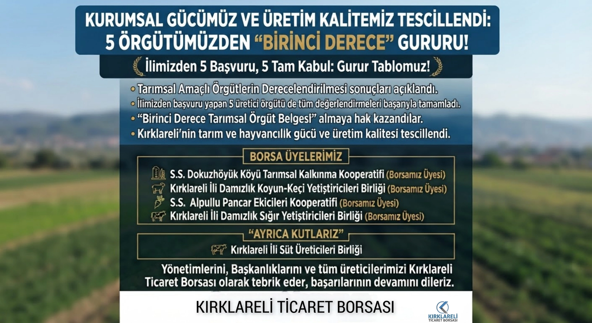 Kurumsal Gücümüz ve Üretim Kalitemiz Tescillendi: 5 Örgütümüzden "Birinci Derece" Gururu