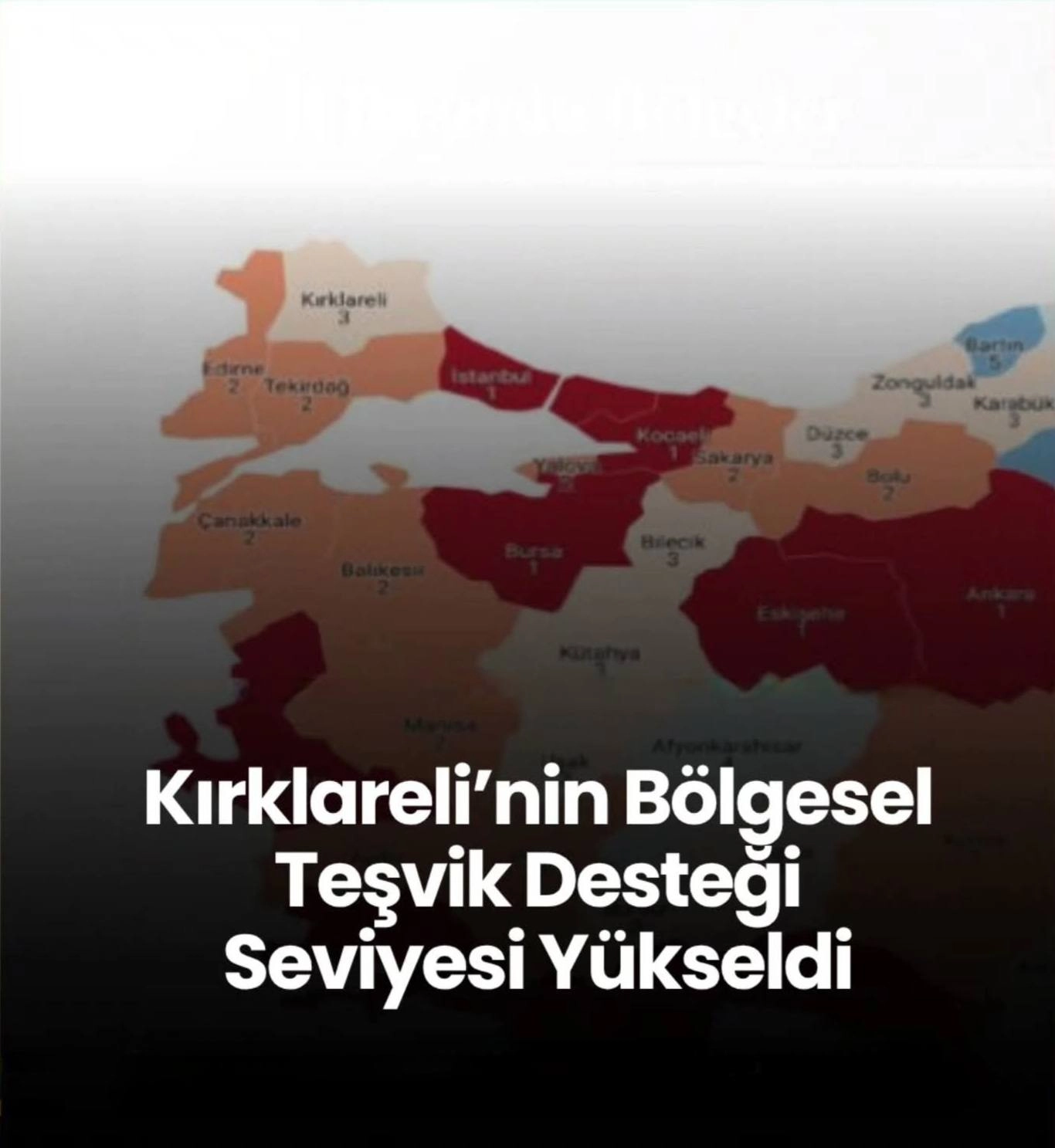 Sanayi ve Teknoloji Bakanlığı’nın yeni teşvik sistemi kapsamında Kırklareli ilinin destek bölgesi seviyesin güncellendi. 