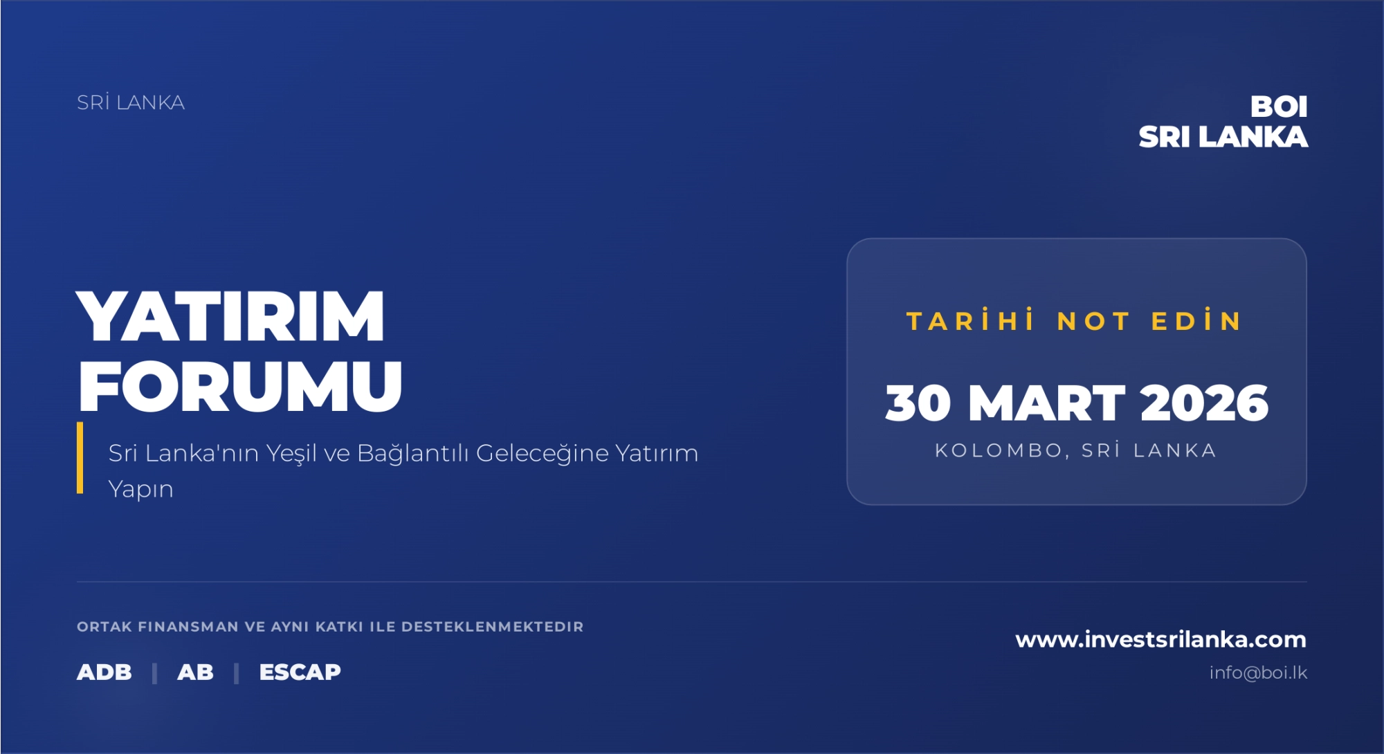 SRİ LANKA 2026 YATIRIM FORUMU Hk.