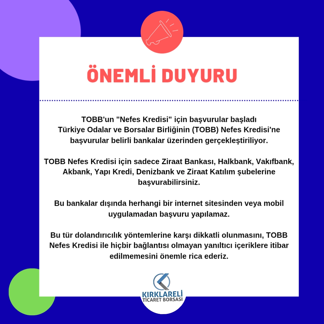 TOBB'un "Nefes Kredisi" için başvurular başladı